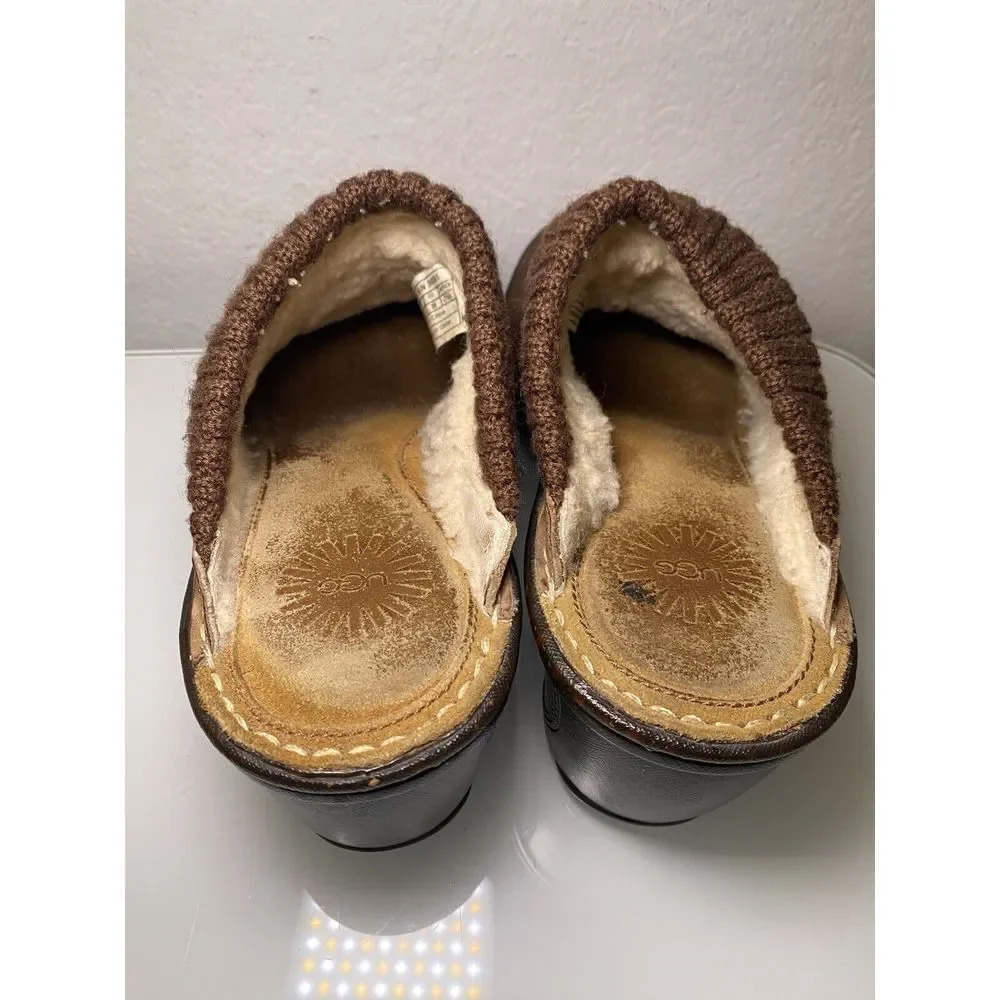 UGG Gael 3085 Brown Distressed Nubuck Leather Mules Wedges Slides Size 8 Used - Picture 5 of 16